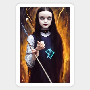 Painting Of Wednesday Addams Portrait Sticker